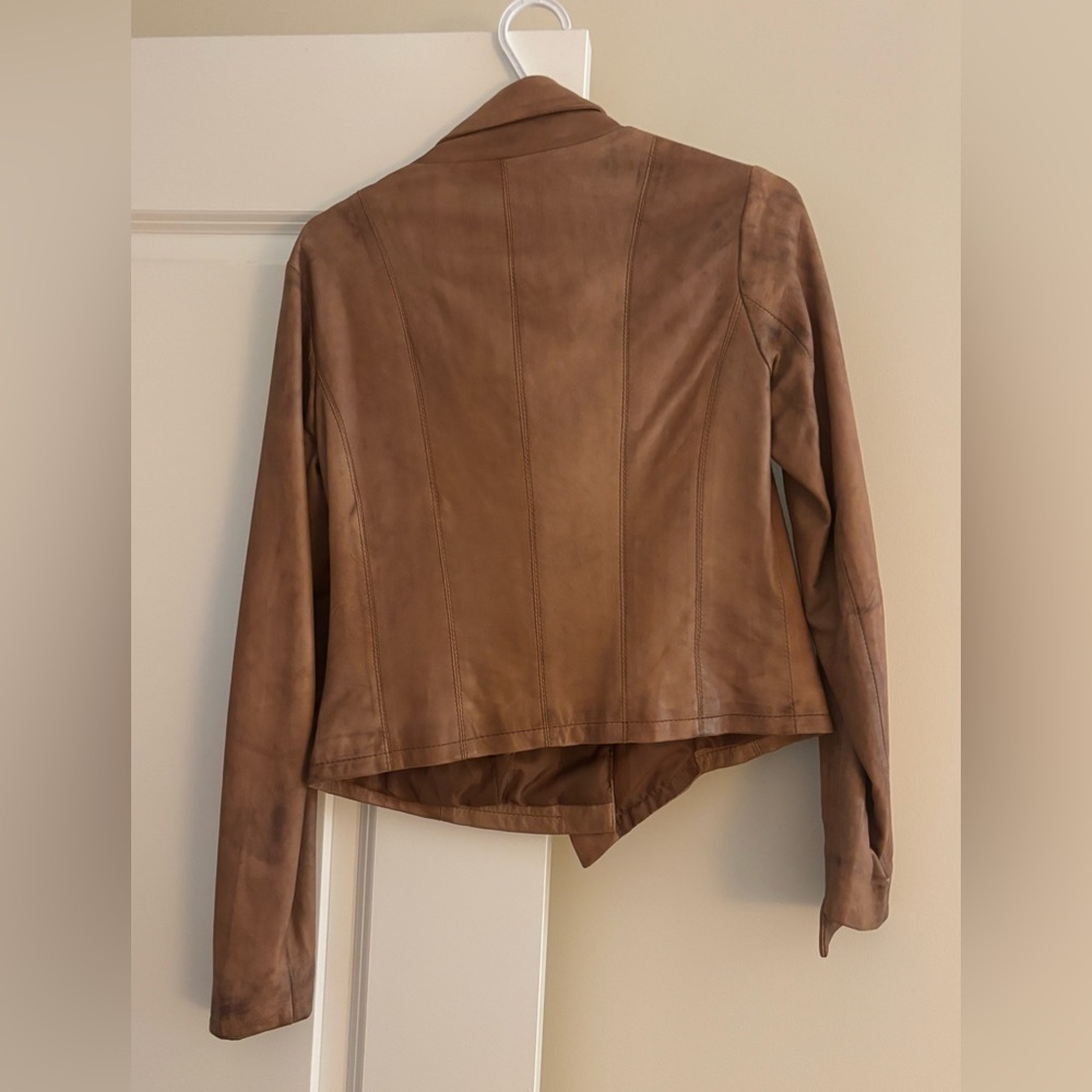 Italian Brown Leather Jacket - Picture 3 of 6